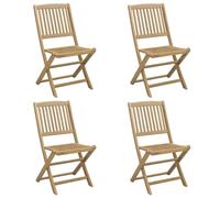 vidaXL Lot de 4 Chaises Pliables de Jardin, Sièges avec Dossier, Meubles de Patio Terrasse Extérieur, Moderne, Bois Massif d'Acacia