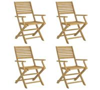 Lot de 4 Chaises Pliables de Jardin, Sièges avec Dossier, Meubles de Patio Terrasse Extérieur, Moderne, Bois Massif 365740