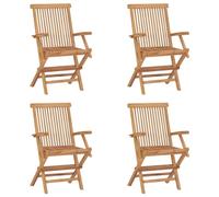 vidaXL Lot de 4 Chaises Pliables de Jardin, Sièges de Terrasse, Chaises de Balcon, Meubles de Patio Extérieur, Bois de Teck Solide