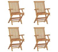 vidaXL Lot de 4 Chaises Pliables de Jardin, Sièges de Terrasse, Chaises de Balcon, Meubles de Patio Extérieur, Bois de Teck Solide