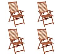 vidaXL Lot de 4 Chaises Pliables de Jardin, Sièges de Terrasse, Chaises de Balcon, Meubles de Patio Extérieur, Bois d'Acacia Solide