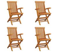 vidaXL Lot de 4 Chaises Pliables de Jardin, Sièges de Terrasse, Chaises de Balcon, Meubles de Patio Extérieur, Bois de Teck Solide