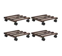 vidaXL Lot de 4 Chariots Carrés pour Pots 25 x 25 cm, Bois de Cèdre, Roulettes 360°