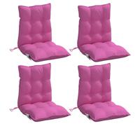 vidaXL Lot de 4 Coussins de Chaise à Dossier Bas, Galette de Siège Imperméable, Coussin d'Extérieur Anti-Glissement Jardin Terrasse, Rose Tissu Oxford