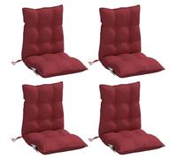 vidaXL Lot de 4 Coussins de Chaise à Dossier Bas, Galette de Siège Imperméable, Coussin d'Extérieur Anti-Glissement Jardin Terrasse, Rouge Bordeaux