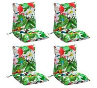 vidaXL Lot de 4 Coussins de Chaise à Dossier Bas, Galette de Siège Imperméable, Coussin d'Extérieur Anti-Glissement Jardin Terrasse, Multicolore