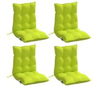 vidaXL Lot de 4 Coussins de Chaise à Dossier Bas, Galette de Siège Imperméable, Coussin d'Extérieur Anti-Glissement Jardin Terrasse, Vert Vif