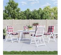 vidaXL Lot de 4 Coussins de Chaise à Dossier Bas, Galette de Siège Imperméable, Coussin d'Extérieur Anti-Glissement Jardin Terrasse, Motif Carreaux Rouge