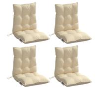 vidaXL Lot de 4 coussins de chaise - Dossier bas, galette imperméable anti-glissement, Beige Oxford