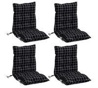 vidaXL Lot de 4 coussins de chaise dossier bas – Imperméable, anti-glissement, carreaux noirs