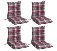 vidaXL Stoelkussens 4 st lage rug ruitpatroon oxford stof rood377711 Rouge G