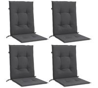 vidaXL Lot de 4 Coussins de Chaise à Dossier Bas, Oreillers de Balcon, Coussins de Sièges Patio Jardin Terrasse Extérieur, Anthracite Mélangé