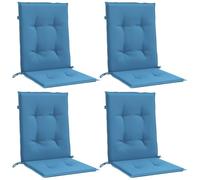 vidaXL Lot de 4 Coussins de Chaise à Dossier Bas, Oreillers de Balcon, Coussins de Sièges Patio Jardin Terrasse Extérieur, Bleu Mélangé Tissu