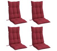 vidaXL Lot de 4 Coussins de Chaise à Dossier Haut, Galette de Siège Imperméable, Coussin d'Extérieur Anti-Glissement Jardin Terrasse, Rouge Bordeaux