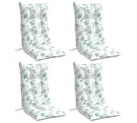 vidaXL Lot de 4 Coussins de Chaise à Dossier Haut, Galette de Siège Imperméable, Coussin d'Extérieur Anti-Glissement Jardin Terrasse, Modèle de Feuille