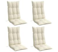 vidaXL Lot de 4 Coussins de chaise dossier haut – Galette imperméable anti-glissement Crème Oxford