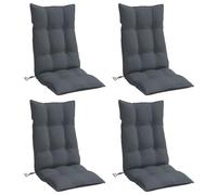 vidaXL Lot de 4 Coussins de Chaise à Dossier Haut, Galette de Siège Imperméable, Coussin d'Extérieur Anti-Glissement Jardin Terrasse, Anthracite
