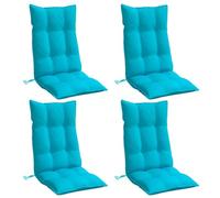 vidaXL Coussins de chaise à dossier haut - Lot de 4, imperméables et anti-glissement - Turquoise