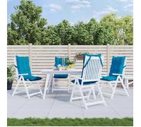 vidaXL Coussins de chaise à dossier haut Lot de 4 – Imperméable, anti-glissement – Bleu clair