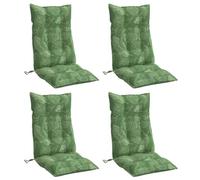 vidaXL Lot de 4 Coussins de Chaise à Dossier Haut, Galette de Siège Imperméable, Coussin d'Extérieur Anti-Glissement Jardin Terrasse, Modèle de Feuille