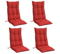 vidaXL Lot de 4 Coussins de Chaise à Dossier Haut, Galette de Siège Imperméable, Coussin d'Extérieur Anti-Glissement Jardin Terrasse, Rouge Tissu Oxford