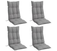 vidaXL Lot de 4 Coussins de Chaise à Dossier Haut, Galette de Siège Imperméable, Coussin d'Extérieur Anti-Glissement Jardin Terrasse, Gris Tissu Oxford