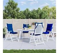 vidaXL Lot de 4 Coussins de Chaise à Dossier Haut, Galette de Siège Imperméable, Coussin d'Extérieur Anti-glissement Jardin 377633 Bleu G