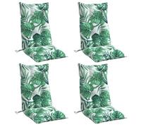 vidaXL Lot de 4 Coussins de Chaise à Dossier Haut, Galette de Siège Imperméable, Coussin d'Extérieur Anti-Glissement Jardin Terrasse, Modèle de Feuille