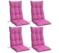 vidaXL Lot de 4 Coussins de Chaise à Dossier Haut, Galette de Siège Imperméable, Coussin d'Extérieur Anti-Glissement Jardin Terrasse, Rose Tissu Oxford