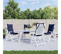 vidaXL Lot de 4 coussins de chaise à dossier haut – Imperméables antidérapants – Bleu marine