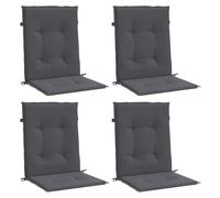 vidaXL Lot de 4 Coussins de Chaise de Jardin à Dossier Bas, Coussins de Siège de Patio, Coussins de Canapé de Jardin, Coussins d'Assise Extérieur, Anthracite