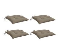 vidaXL Lot de 4 Coussins de Chaise, Galette de Siège avec Jeux de Cordes, Coussin d'Extérieur Imperméable, Taupe 40x40x7 cm Tissu Oxford