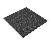 vidaXL Lot de 4 dalles de moquette rayées noires en polypropylène et bitume pour chambre à coucher - Moquette douce au toucher - Pour intérieur et salon - Solutions chics - Entretien facile
