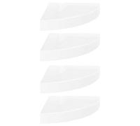 vidaXL Lot de 4 étagères d'angle flottantes, blanc brillant, 24,9 x 24,9 x 3,8 cm, panneau MDF nid d'abeille de qualité, métal, système de montage invisible, assemblage facile, utilisation en