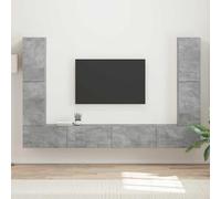 vidaXL Lot de 4 meubles de maison modernes en béton gris, ensemble de divertissement, étagères minces, étagères peu encombrantes, configuration modulaire pour salon