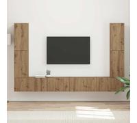 vidaXL Lot de 4 meubles de salon modernes en chêne artisanal, ensemble de divertissement, étagères minces, étagères peu encombrantes, salon modulaire