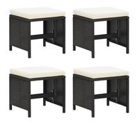 Vidaxl Tabourets De Jardin Avec Coussins 4 Pcs Noir Résine Tressée