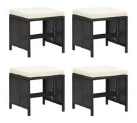 vidaXL Lot de 4 Tabourets de Jardin avec Coussins, Sièges de Patio, Meubles d'Extérieur Terrasse Balcon, Moderne, Noir 316805