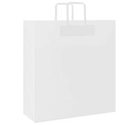 vidaXL Lot de 50 sacs en papier avec anses - Sacs cadeaux en papier pour shopping, mariage, emballage, fête, anniversaire, Noël - Blanc - 45 x 17 x 48 cm