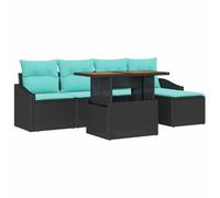 vidaXL Lot de 6 canapés de jardin avec coussins couleur aqua, design modulaire, pieds réglables, pour extérieur, grande capacité d'assise, meubles pour terrasse, patio, salon, canapés modernes