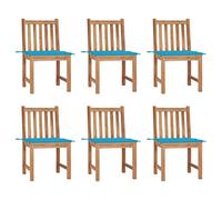 vidaXL Lot de 6 Chaises de Jardin avec Coussins, Sièges de Terrasse, Chaises de Salle à Manger, Meubles de Patio Extérieur, Bois de Teck Massif