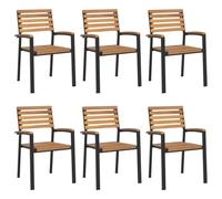 vidaXL Chaises de jardin Lot de 6 empilables en bois d'acacia et métal H 87 cm