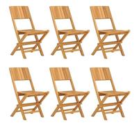 Lot de 6 Chaises de Jardin Pliantes, Sièges de Terrasse, Chaises de Balcon, Meubles de Patio Pique-nique Extérieur, Bois Massif Teck