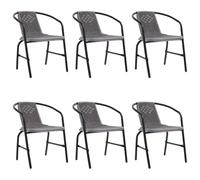 vidaXL Lot de 6 Chaises de Jardin, Sièges de Terrasse, Chaises de Balcon, Meubles de Patio Extérieur, Rotin Plastique et Acier 110 kg