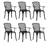 vidaXL Chaises de jardin Lot de 6 — Fonte d'aluminium noir H 93 cm non pliables