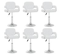 vidaXL Lot de 6 Chaises Pivotantes à Manger, Sièges à Dîner, Chaises de Repas, Meubles de de Salle à Manger Cuisine Maison Intérieur, Blanc Similicuir