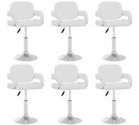 vidaXL Lot de 6 Chaises Pivotantes à Manger, Sièges à Dîner, Chaises de Repas, Meubles de de Salle à Manger Cuisine Maison Intérieur, Blanc Similicuir