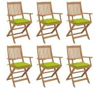 Vidaxl Chaises Pliables De Jardin 6 Pcs Avec Coussins Bois D'acacia