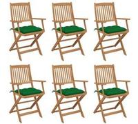 Chaises pliables de jardin lot de 6 avec coussins Bois d acacia