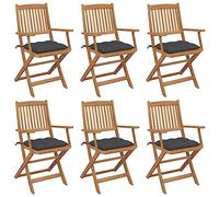 Chaises pliables de jardin lot de 6 avec coussins Bois d acacia